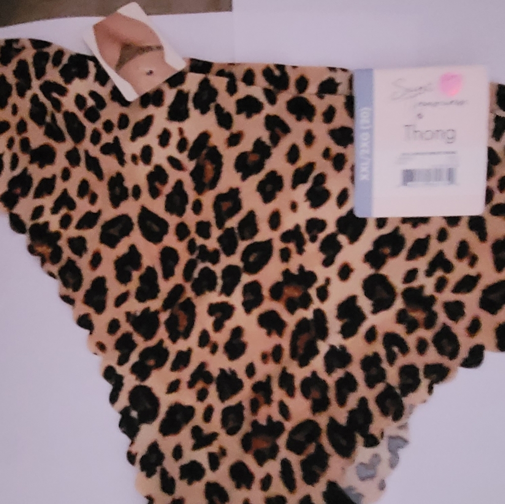 Leopard Print Lace-Trim Bikini Briefs - Tan & Black